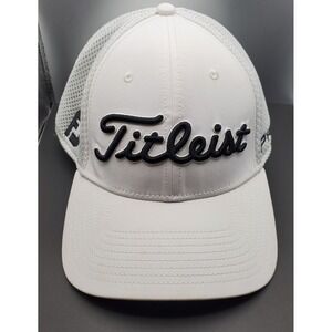 Titleist FJ Pro V1 Golf Hat Cap White Mesh Fitted S/M Golf Outdoors Stretch